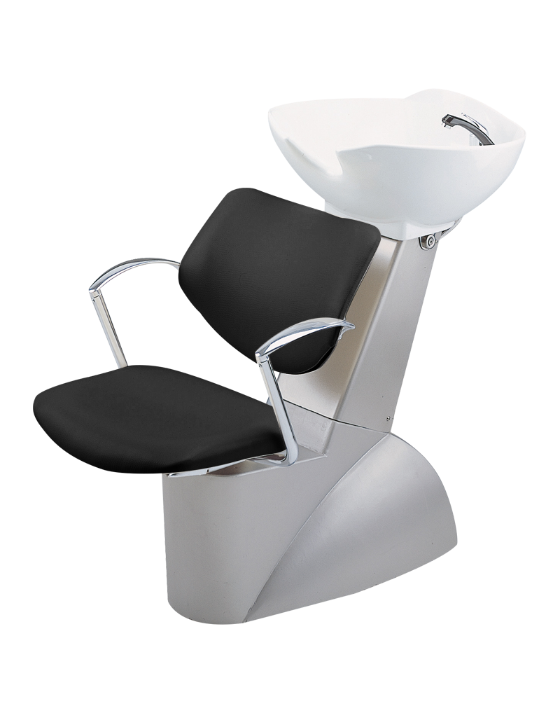 black chair with white shampoo bowl