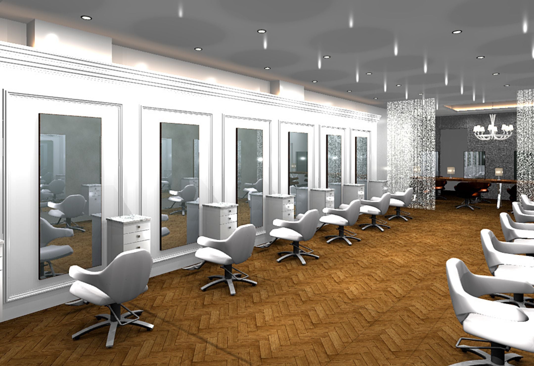 salon with white chairs