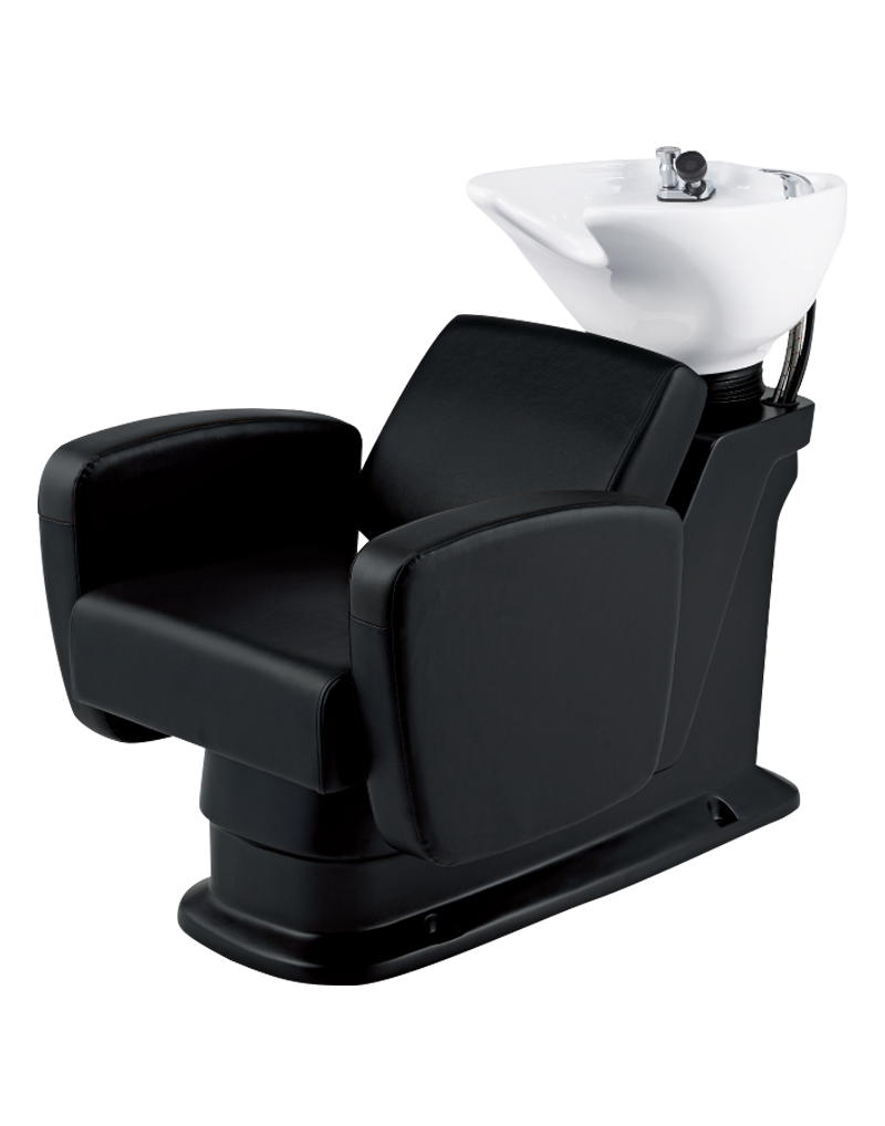 black chair and white shampoo bowl