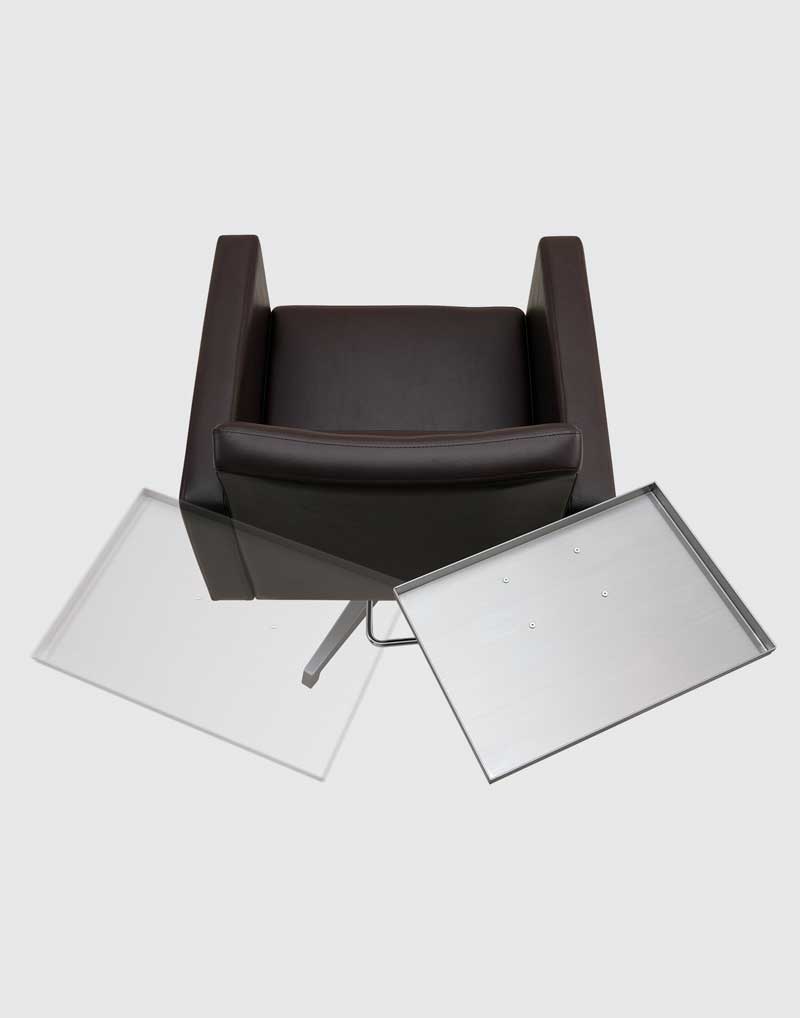 salon chair with a rotating tray